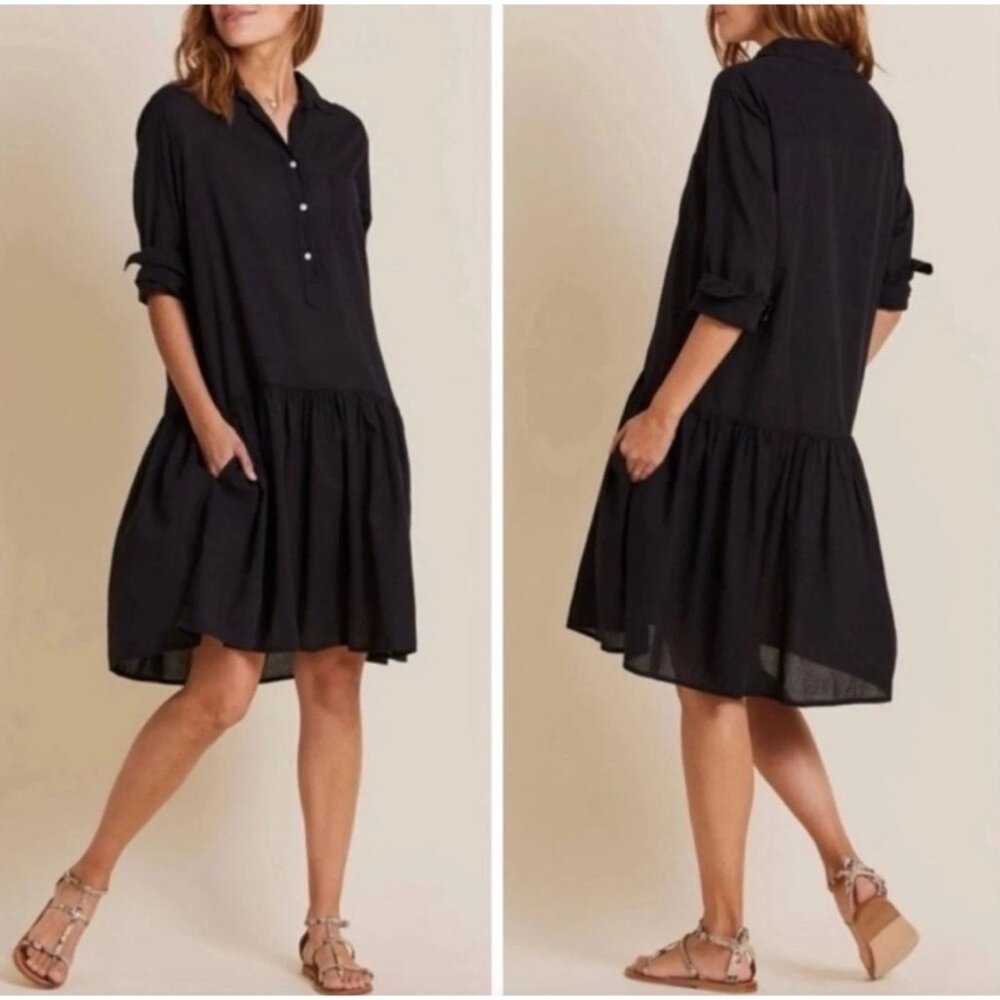 Grayson‎ Frank & Eileen XS Changemaker Black Long Sleeve Drop Waist Dress Relax